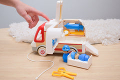 Wooden Ambulance with Light & Sound + Accessories