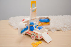 Wooden Ambulance with Light & Sound + Accessories