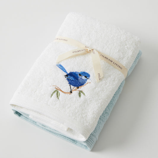 Blue Wren Hand Towel Set of 2