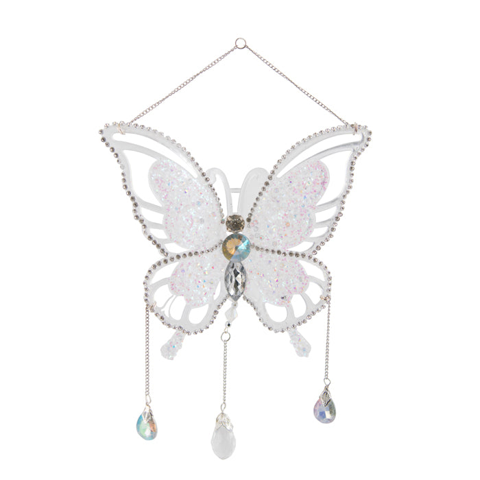 White Champagne with Hanging Butterfly Ornament