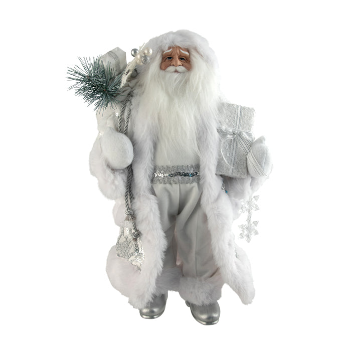 Silver Fur Santa Christmas Decoration