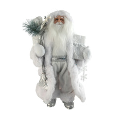 Silver Fur Santa Christmas Decoration