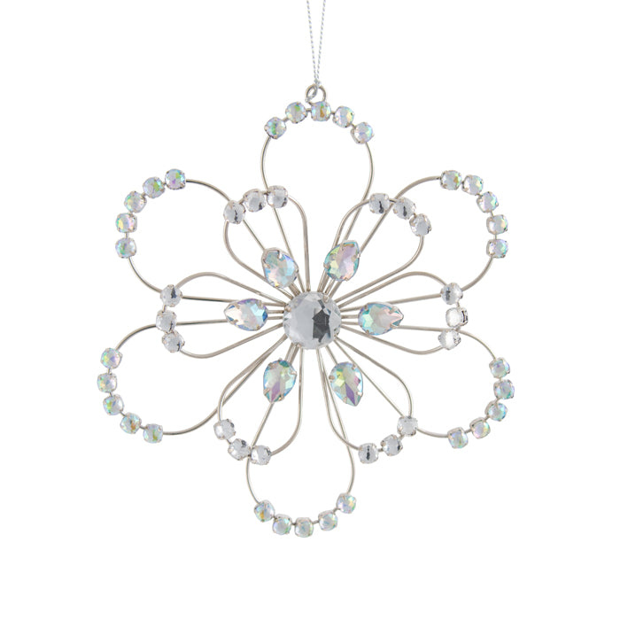 Silver Wire Flower Christmas Ornament