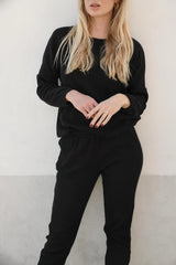 Zaza Ribbed Cotton Lounge Set Black