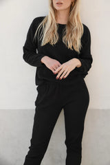 Zaza Ribbed Cotton Lounge Set Black