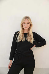 Zaza Ribbed Cotton Lounge Set Black
