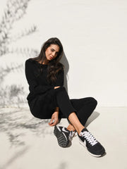 Zaza Ribbed Cotton Lounge Set Black