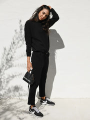 Zaza Ribbed Cotton Lounge Set Black