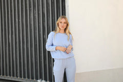 Zaza Ribbed Cotton Lounge Set Periwinkle