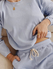 Zaza Ribbed Cotton Lounge Set Periwinkle