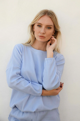 Zaza Ribbed Cotton Lounge Set Periwinkle