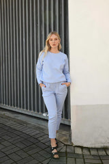 Zaza Ribbed Cotton Lounge Set Periwinkle