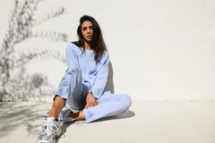 Zaza Ribbed Cotton Lounge Set Periwinkle