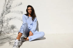 Zaza Ribbed Cotton Lounge Set Periwinkle