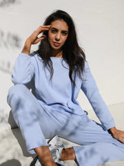 Zaza Ribbed Cotton Lounge Set Periwinkle