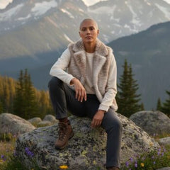 Brave & True Zee Fur Vest Grey Stripe