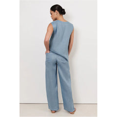 Adorne Chandler Drawstring Linen Pant – Blue
