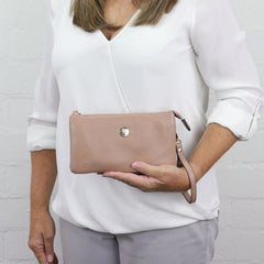 Evie  Leather Crossbody Bag - Fawn