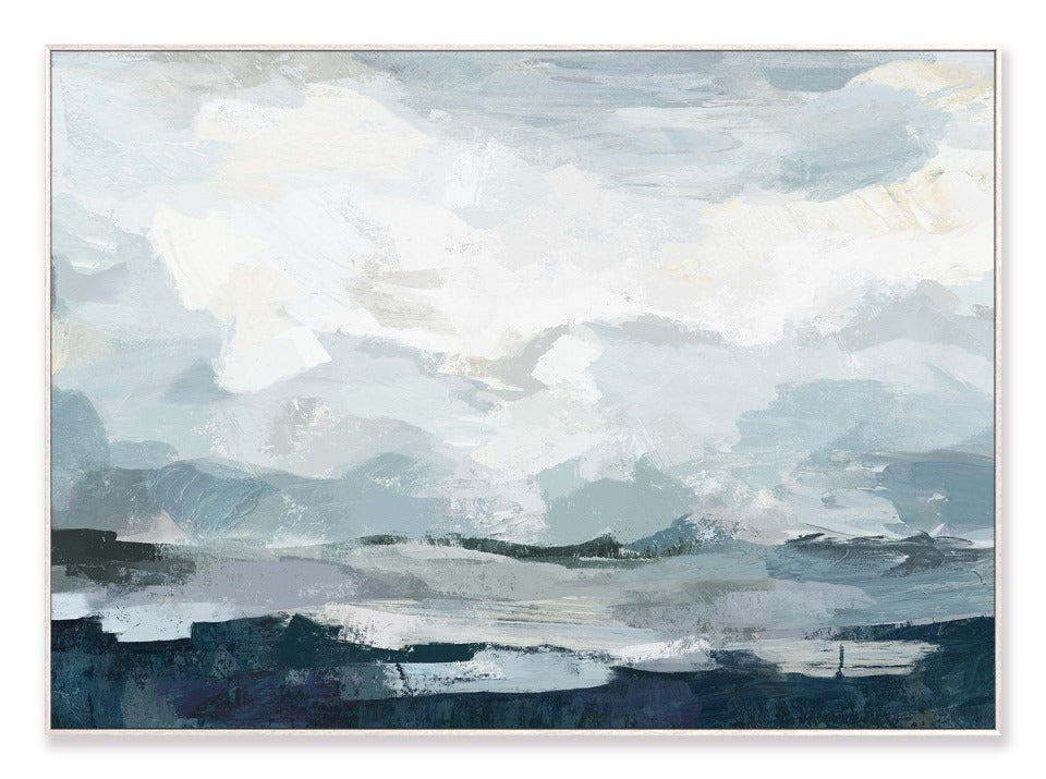 Abstract Blue & White Artwork – 140×100 cm - In-Store Pickup Only
