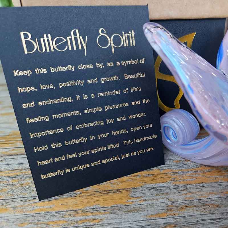 Handblown Glass Butterfly - Pink & Blue