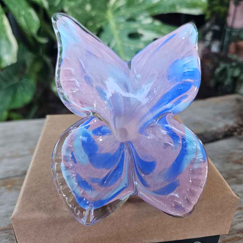 Handblown Glass Butterfly - Pink & Blue