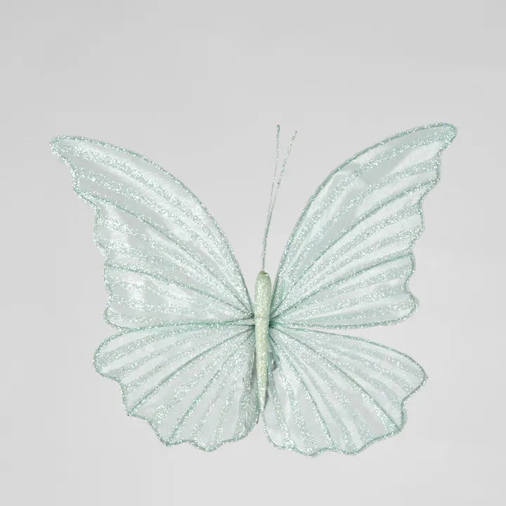 Delicate Mint Green Butterfly Christmas Ornament