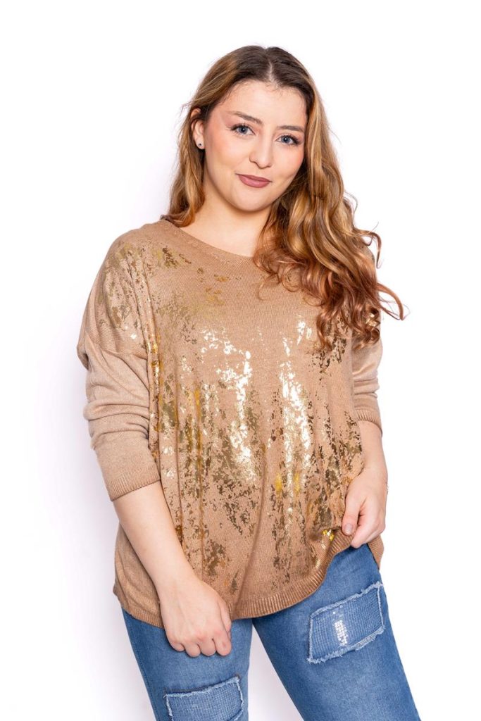Goldie Camel Lightweight Knit Top