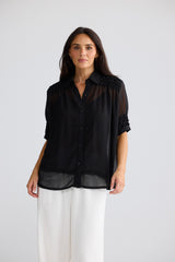 Dede Shirt in Black - front view, Brave & True