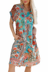 Peacock Paisley Viscose Shirt Dress