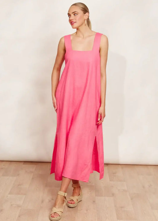 Linen Tank Dress - Pink