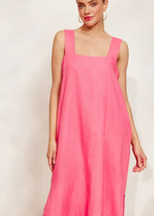 Linen Tank Dress - Pink
