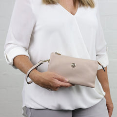 Evie  Leather Crossbody Bag - Nude