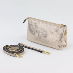 Evie Printed Suede Crossbody Bag - Gold Lattice
