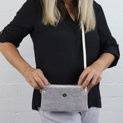 Evie Printed Suede Crossbody Bag - Silver Lattice