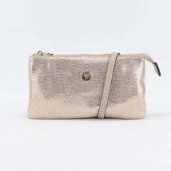 Evie Printed Suede Crossbody Bag - Gold Lattice