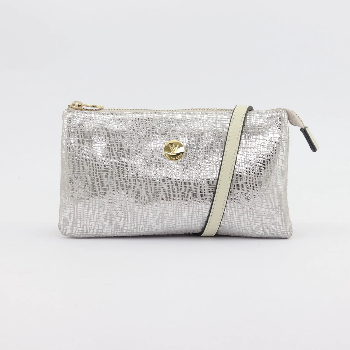 Evie Printed Suede Crossbody Bag - Silver Lattice