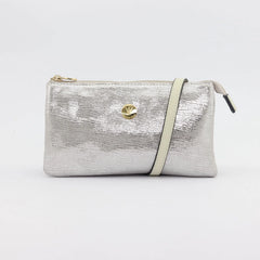 Evie Printed Suede Crossbody Bag - Silver Lattice
