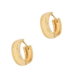 Hammered Huggie Hoop Earrings – Gold