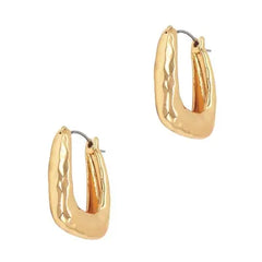 Hammered Oblong Hoop Earrings – Gold