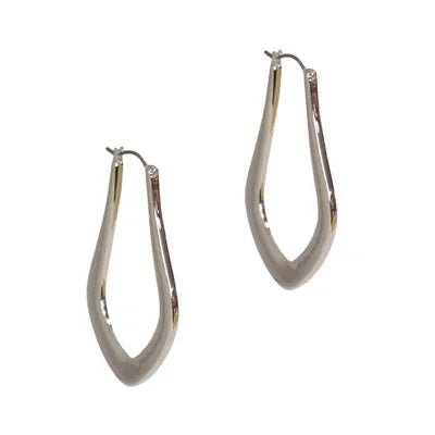 Open Teardrop Hoop Earrings – Silver