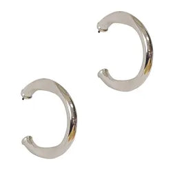 Rustic Hoop Post Earrings – Silver