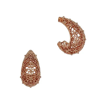 Floral Filigree Waterdrop Post Earrings – Rose Gold
