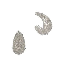 Floral Filigree Waterdrop Post Earrings – Silver