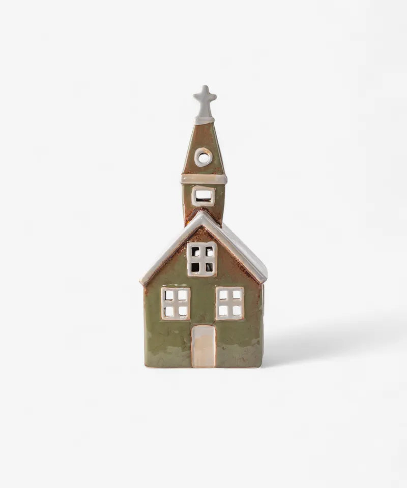 Traditional Ceramic Tealight House – Green