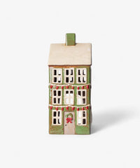 Traditional Ceramic Tealight House – Hand-Painted Festive