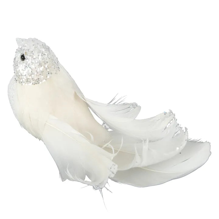 Christmas Tree Clip-On Bird Decoration White