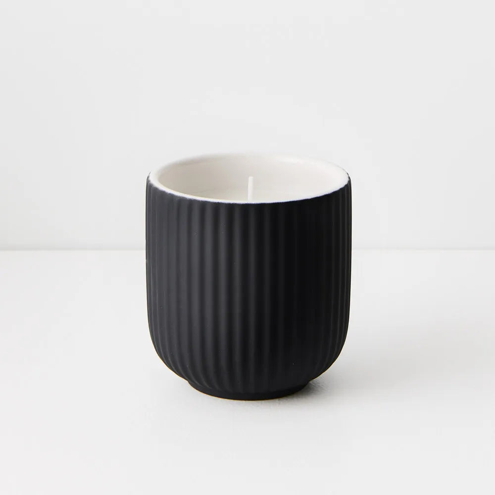 Black Pleated Tumbler Candle