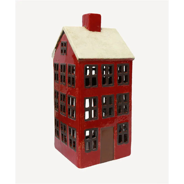 Handcrafted Alsace Chalet Tealight - Red and White