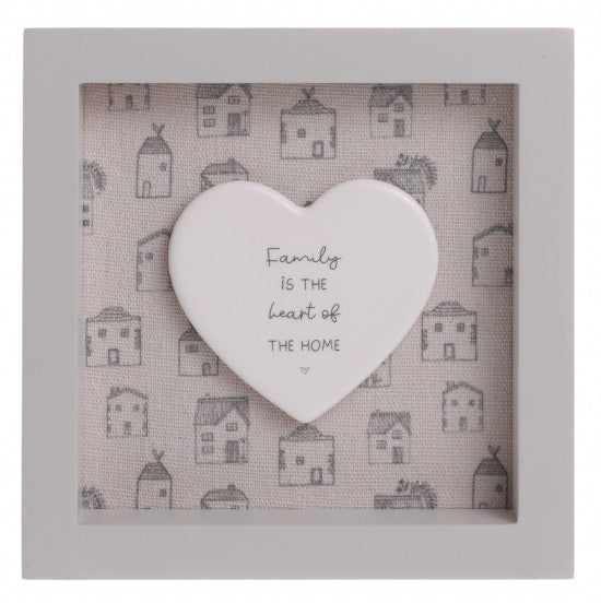 Moments Square Framed Plaque - Family Is The Heart