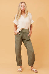 Bottega Tapered Linen Pants - Khaki